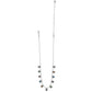 Brighton silver-plated necklace with multicolored crystal charms and beaded chain on a white background