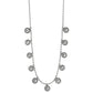 Brighton necklace with silver-plated beaded chain and crystal floral station accents spaced along the strand on a white background