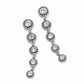 Brighton silver-plated drop earrings with linked floral-shaped stations and crystal centers on a white background
