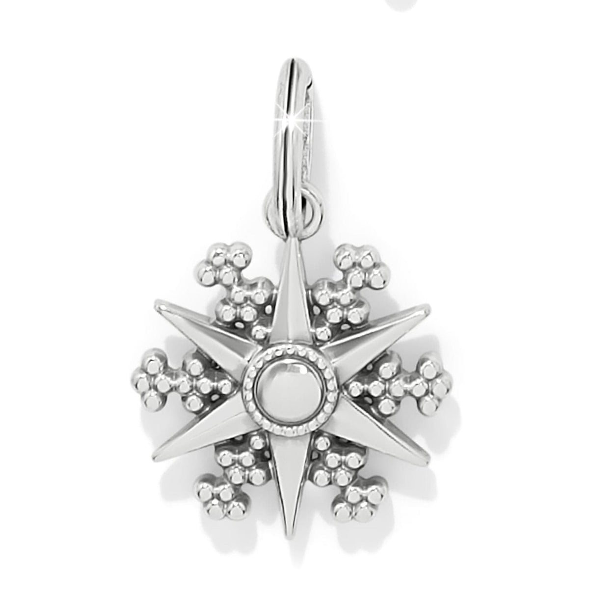 Brighton star charm pendant with silver-plated beaded details and polished star points on a white background
