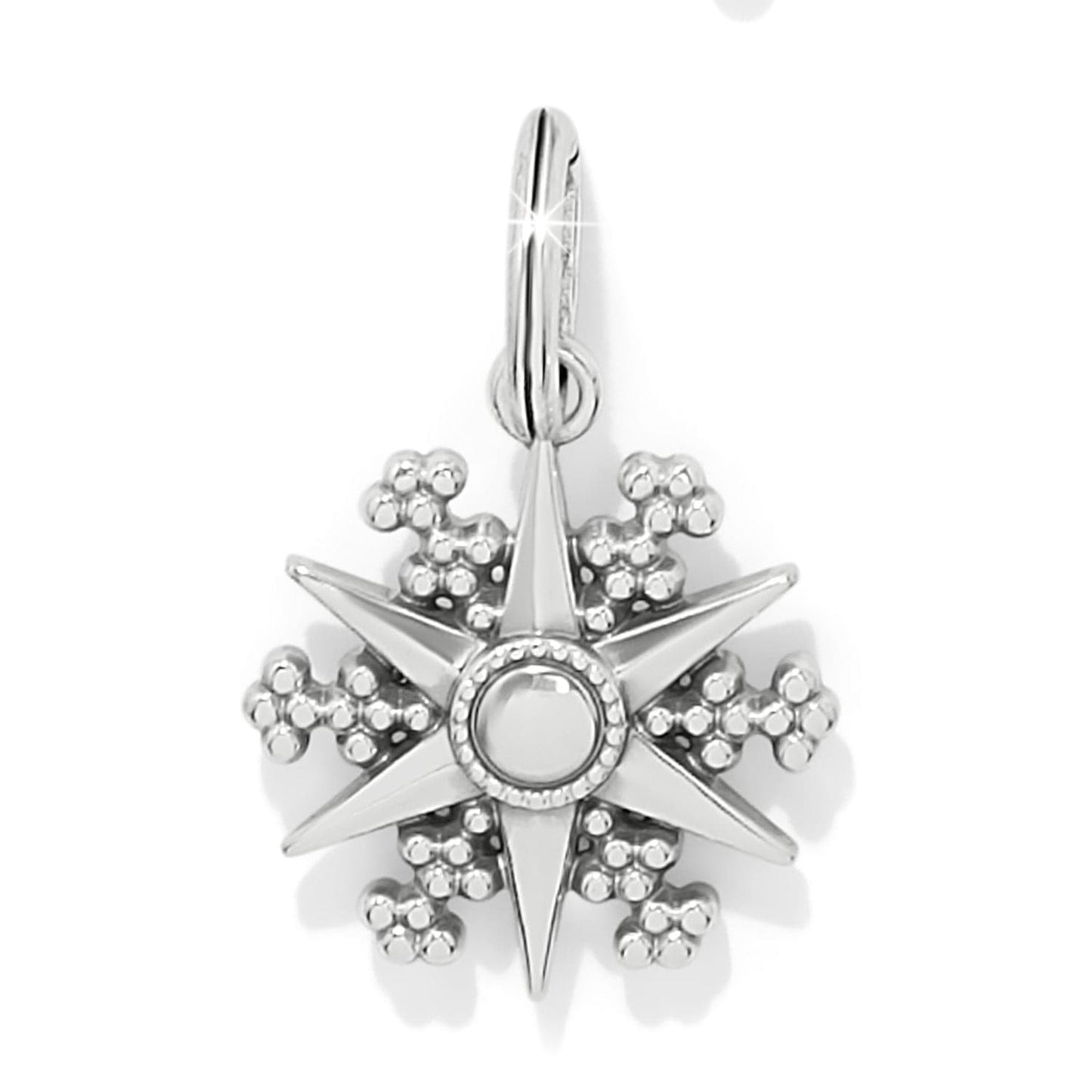 Brighton star charm pendant with silver-plated beaded details and polished star points on a white background