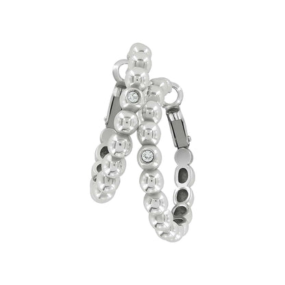 Brighton hoop earrings with silver-plated beaded design and crystal accents on a white background