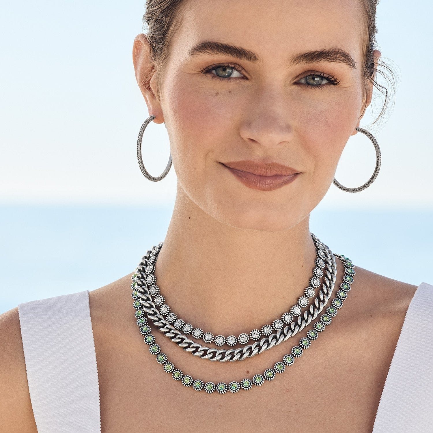 Twinkle Link Necklace silver-peridot 8