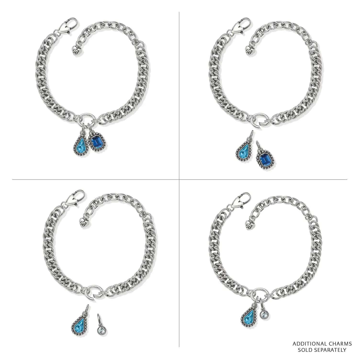 Twinkle Luxe Charm Link Bracelet silver-blue 3