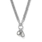 Brighton silver-plated curb chain necklace with hexagon and teardrop charms featuring beaded edges on a white background