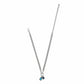 Brighton silver-plated chain necklace with blue teardrop crystal and small blue crystal charms on a white background