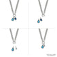 Brighton silver-plated curb chain necklace shown with interchangeable blue crystal teardrop and rectangular charms on a white background