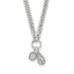 Brighton silver-plated curb chain necklace with emerald-cut and teardrop crystal charms on a white background