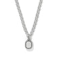 Brighton pendant necklace with silver-plated rolo chain and beaded-edge rectangular charm on a white background