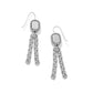 Brighton drop earrings with silver-plated beaded rectangular tops and dangling double chain tassels on a white background