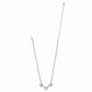Brighton silver-plated necklace with three rectangular crystal stations and beaded frames on a white background