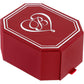 Brighton red octagonal gift box with white scroll heart emblem and decorative border on a white background