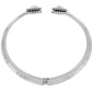 Brighton silver-plated hinged cuff bracelet with crystal accents at open ends, shown from above on a white background