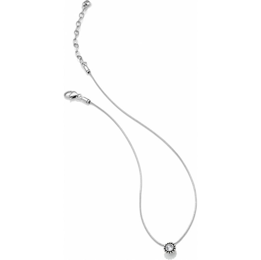 Brighton pendant necklace with silver-plated snake chain and small crystal accent on a white background