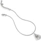 Brighton pendant necklace with silver-plated teardrop pendant featuring scroll detail and snake chain on a white background