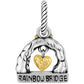 Brighton Rainbow Bridge charm with silver-tone arch and gold-tone filigree heart dangling in center on a white background
