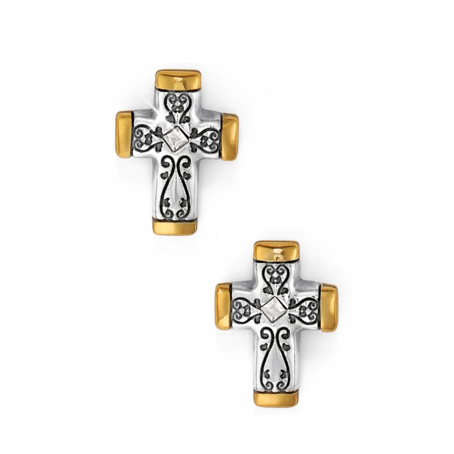 Venezia Cross Post Earrings silver-gold 1