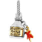 Brighton maple syrup bottle charm with two-tone finish and red enamel maple leaf accent on a white background