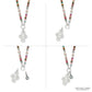 Brighton charm necklace with mixed gemstone beads, glass pearls, and silver-plated swirl pendant shown in four views on a white background