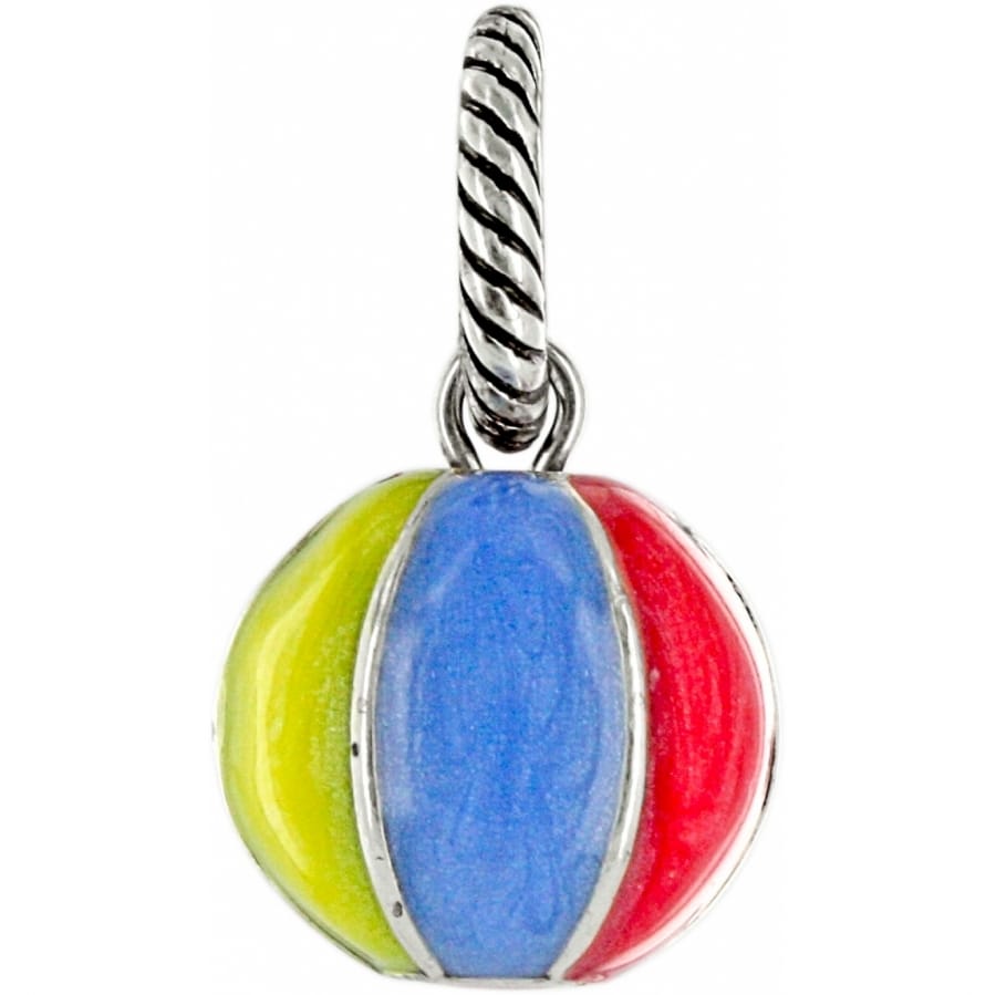 Brighton charm with yellow, blue, and red enamel beach ball design and twisted silver-tone bail on a white background