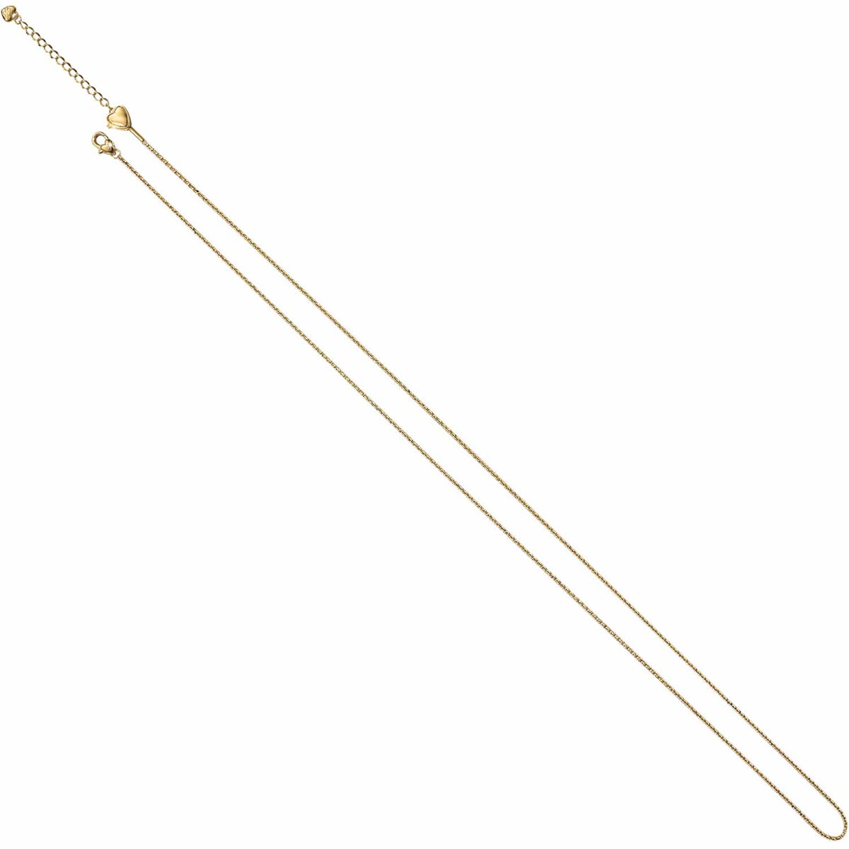 Brighton chain necklace in gold-tone finish with lobster clasp and heart accent extender on a white background