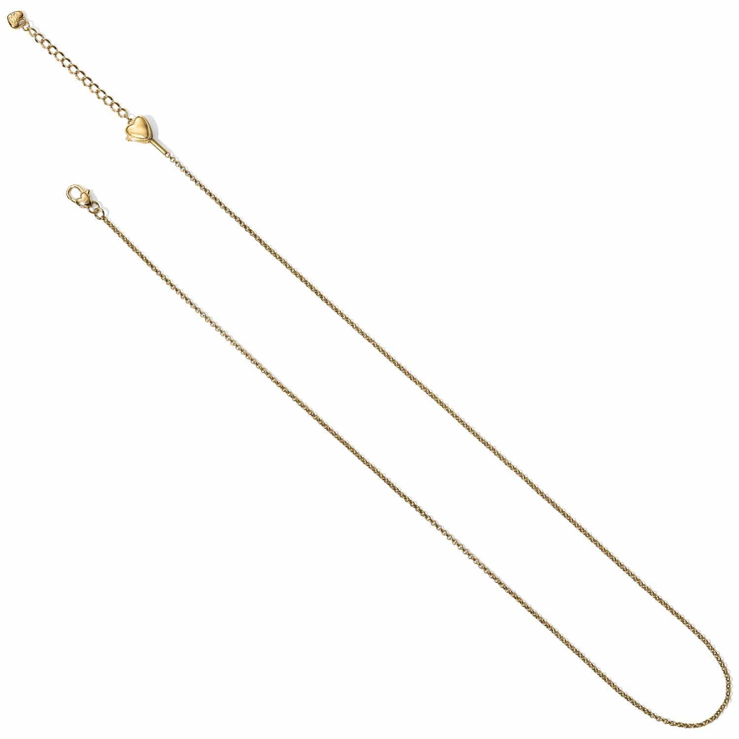 Brighton gold-tone chain necklace with small heart station accent and lobster clasp on a white background