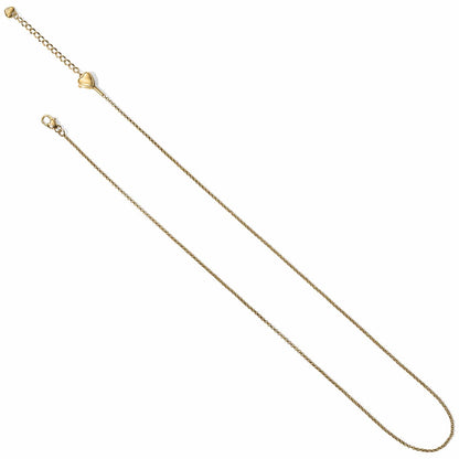 Brighton gold-tone chain necklace with small heart station accent and lobster clasp on a white background