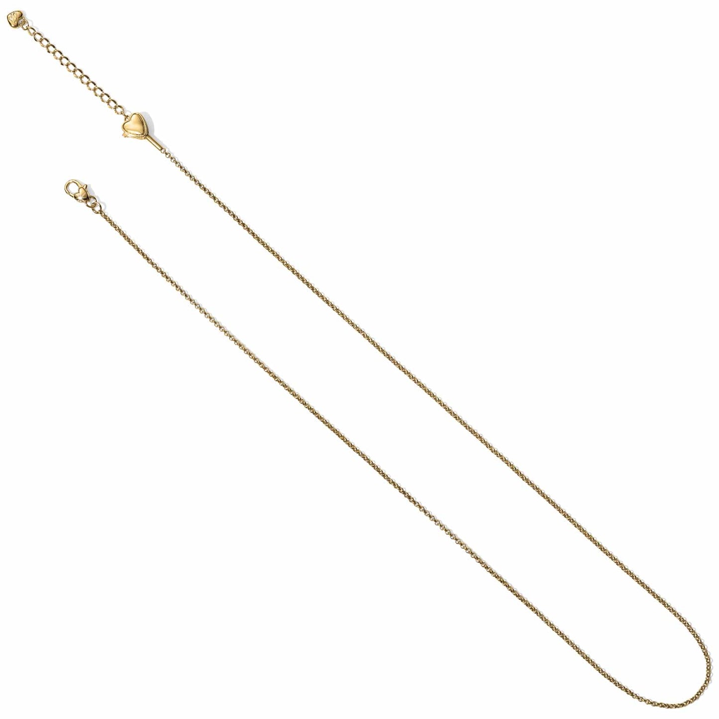 Brighton gold-tone chain necklace with small heart station accent and lobster clasp on a white background