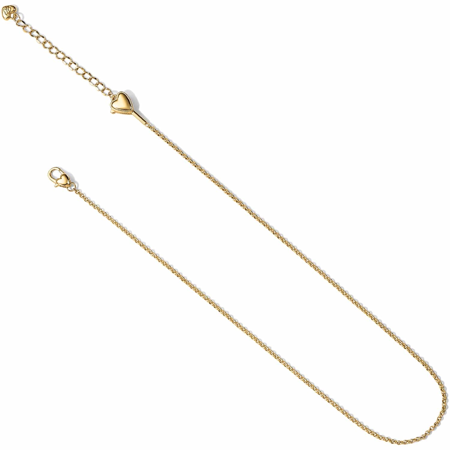 Brighton gold-tone chain necklace with small heart station accent and lobster clasp closure on a white background