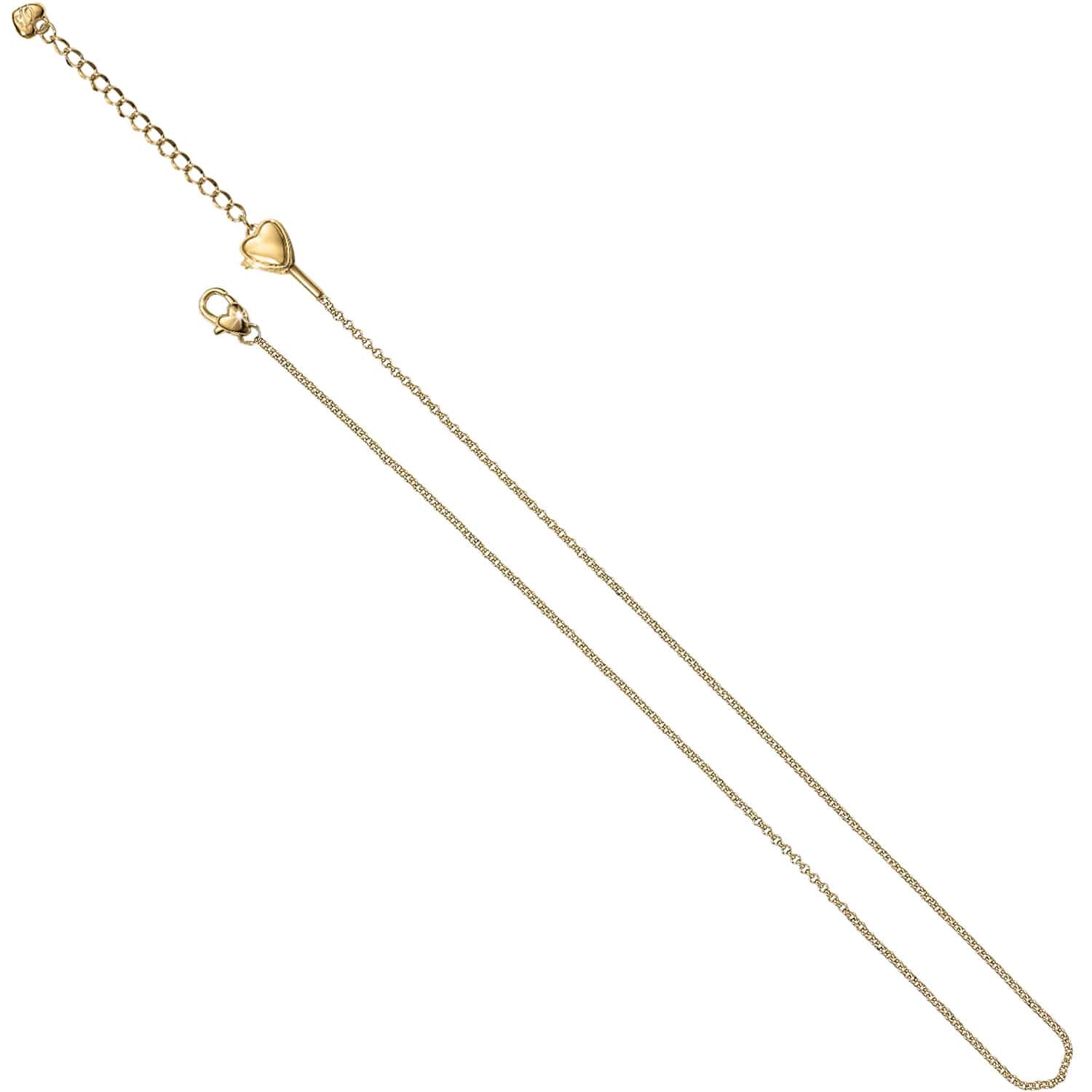 Brighton chain necklace with gold-tone finish, heart accent, and lobster clasp closure on a white background