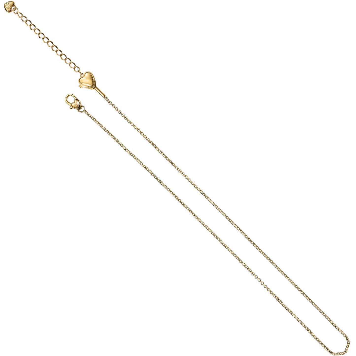 Brighton chain necklace with gold-tone finish, heart accent, and lobster clasp closure on a white background