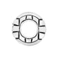 Brighton silver-plated bead charm with ridged border and open center channel on a white background