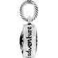 Brighton charm shown from the side with silver-plated rope-textured loop and engraved adventure lettering on a white background