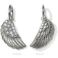 Brighton angel wing charm shown from front with crystal accents and back with etched feather detail on a white background