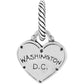 Brighton heart charm engraved with Washington D.C. and star accents with twisted rope bail on a white background