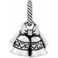 Brighton silver-plated bell charm with bow accent and heart motif band on a white background