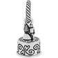 Brighton silver-plated wedding cake charm with bride and groom figures and scroll heart detailing on a white background