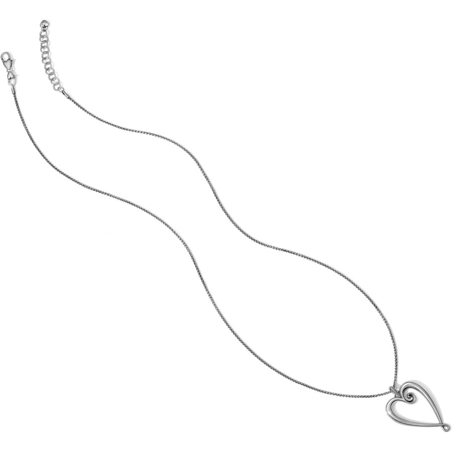 Brighton pendant necklace with silver-plated heart charm and thin chain with adjustable clasp on a white background