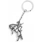 Brighton keychain with silver-plated bucking horse and cowboy charm attached to a split ring on a white background