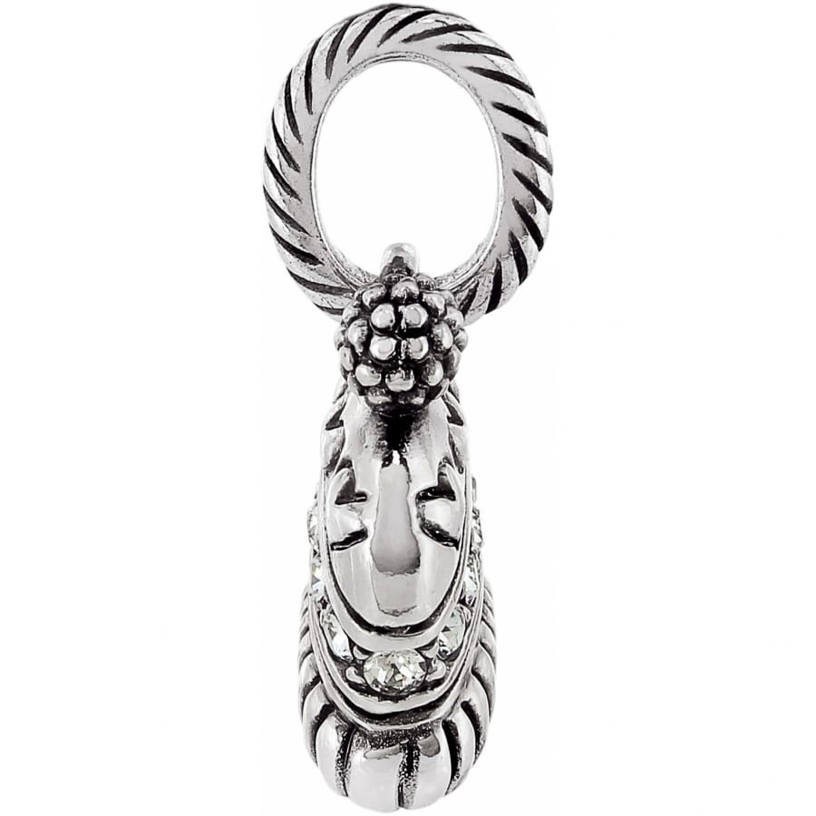 Brighton charm with silver-plated rope-textured ring, beaded accent, and crystal details on a white background