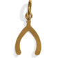 Brighton wishbone charm with gold-plated finish and split ring attachment on a white background