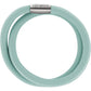Brighton double wrap bracelet in mint green leather with silver-plated magnetic clasp on a white background