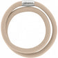 Brighton double wrap bracelet in beige leather with silver-plated magnetic clasp engraved with logo on a white background