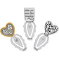 Brighton bookmarks with two-tone heart tops, filigree design, engraved hearts, and inscribed message on a white background