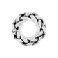 Brighton silver-plated charm bead with braided openwork design and crystal accents around the center opening on a white background