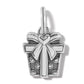 Brighton gift box charm with silver-plated bow, heart accent, and dotted enamel detailing on a white background