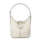 Brighton hobo handbag in cream leather with silver-tone ring accent and studded edge trim on a white background