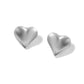 Brighton heart stud earrings with smooth puffed silver-plated finish shown side by side on a white background