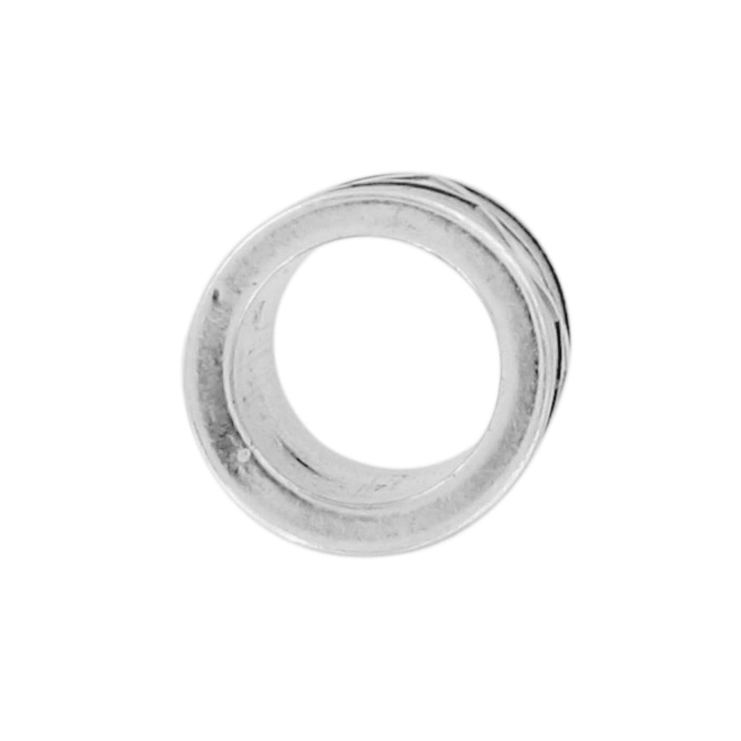 Brighton spacer bead with silver-tone polished finish and open circular center on a white background
