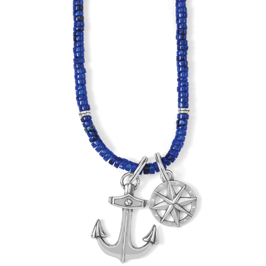 Anchor And Soul Bead Necklace silver-blue 1